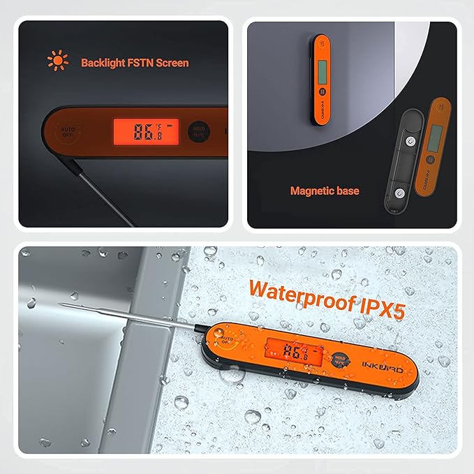 Inkbird WiFi Grill Thermometer & Instant Read Thermometer IHT-1P, Rechargeable Digital BBQ Meat Thermometers with Alarm Timer Graph Calibration Magnet for Food Oven Smoker Kitchen
