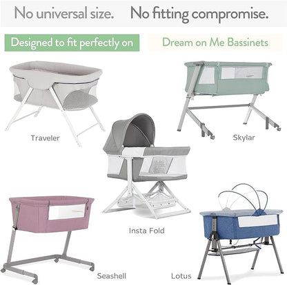 Bassinet Fitted Sheets Compatible with Dream on Me Traveler Portable Bassinet & Skylar, Seashell Bedside Sleeper – Snuggly Soft 100% Jersey Cotton – Beige + Rusty Brown – 2 Pack
