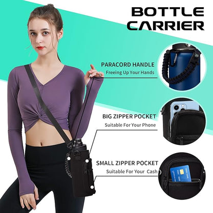 Water-Bottle Insulated 40oz with Straw - Carrying Pouch & Paracord Handle, Leakproof Thermo Flask Bottle Keep Cold 48H Hot 24H, Sport Canteen Stainless Steel Water Bottle for Indoor Outdoor