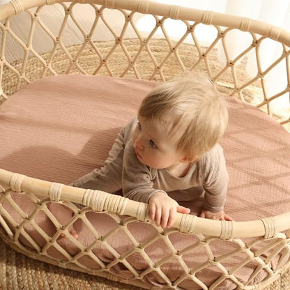 Denmark - Super Soft Muslin Mini Crib Sheets - 24'' x 38'' - 100% Organic Baby Crib Sheets for Boys and Girls (Natural)