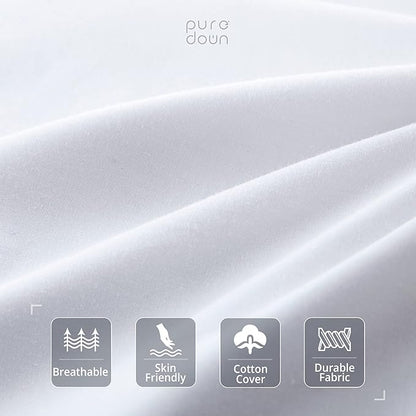 Feather Pillows with 100% Cotton Cover, Set of 2 Gusseted Bed Pillows for Sleeping, King Size