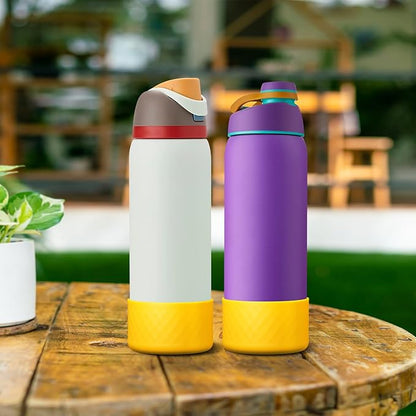 2PCS Silicone Water Bottle Boot for Owala 24oz 32oz 40oz, Anti-Slip Protective Sleeve Bottom Bumper Protector for FreeSip, Twist, and Flip Stainless Steel Water Bottles