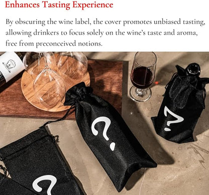 Burgundy Blind Tasting Wine Bags Cover Pouch Kit Tasting Sleeve With Numbering 1to10 Mark Printed On It (10pcs) Hessian Cloth Glass Bottle Gift Bags for Christmas Wedding Party Decoration