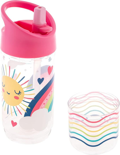 Stephen Joseph, Kids Sip and Snack Water Bottle, 12 oz Tritan BPA Free, Drink and Snack Water Bottle for Girls & Boys, Back to School Water Bottle, Rainbow