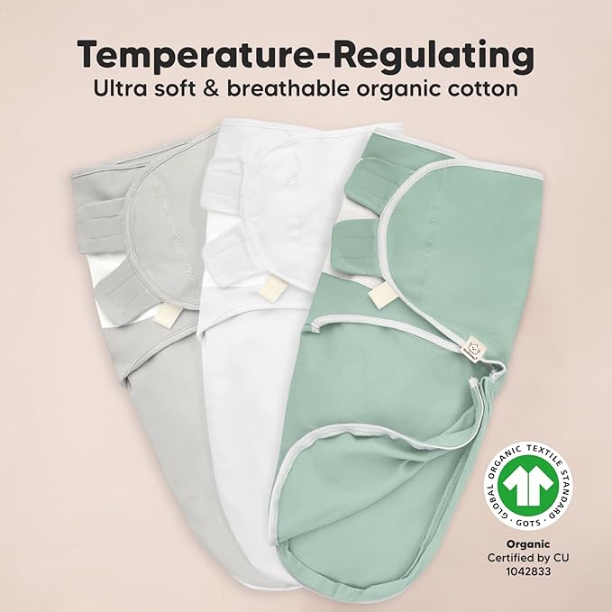 Baby Swaddle Sleep Sacks with Zipper - 3-Pack Newborn Swaddle Sack, Baby Swaddles Sleep Sack 3-6 Months, Wearable Blanket Baby, Baby Swaddle Blanket Wrap, Swaddle Sack, Easy Change Swaddle (Sage, L)