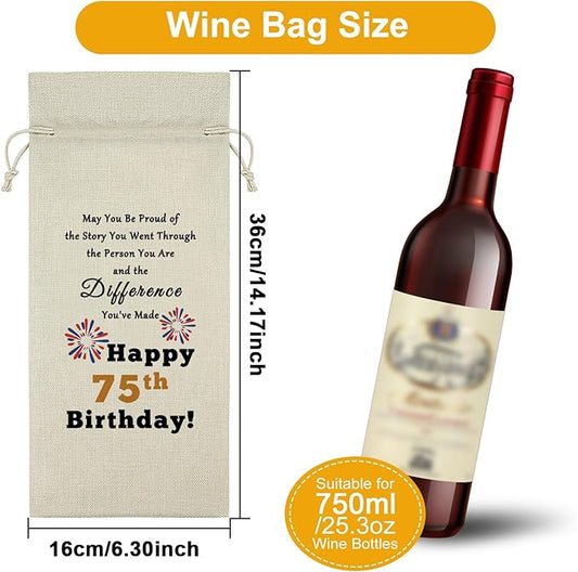 75th Birthday Gifts for Born in 1949 Wine Bag 75 Years Old Birthday Gift Inspirational Birthday Quotes Wine Accessories Gifts for Wine Lovers Gifts for Someone Turning 75 Wine Bottle Decoration Bag