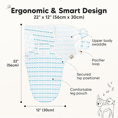 3-Pack Organic Baby Swaddle Sleep Sacks - Newborn Swaddle Sack, Ergonomic Baby Swaddles 0-3 Months, Swaddles for Newborns, Baby Sleep Sack, Baby Swaddle Blanket Wrap, Baby Essentials (Storm)
