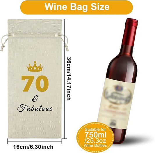 Sazuwu 70 Years Old Birthday Gifts for Women Men Wine Bag Happy 70th Birthday Gifts for Mom Dad Wine Accessories Gifts for Wine Lovers Gifts for Someone Turning Sixty 1954 Birthday Gifts