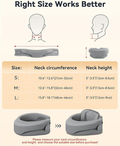 Heated Neck Brace Cervical Collar - Neck Support Brace with Heating Pad, Soft Foam Wraps Keep Vertebrae Stable and Aligned for Relief of Cervical Spine Pressure for Women & Men (M Size) Grey