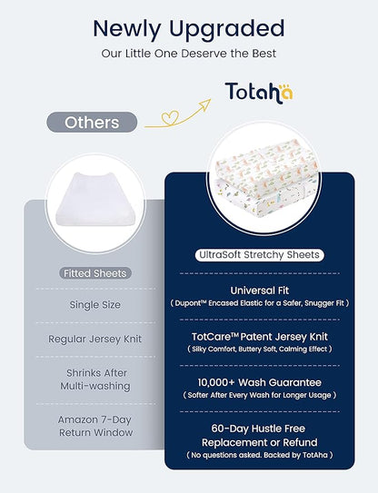 TotAha Premium Stretchy Changing Pad Covers (2-Pack)-Hypoallergenic, Silky Comfort, Buttery Soft, Calming Effect, All-Season Jersey-Knit 5'' Deep Pocket (Belgian & Blue Painted Elephant)