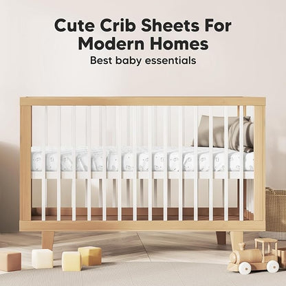 2-Pack Crib Sheets for Boys,Girls - Viscose Derived from Bamboo Fitted Crib Sheet, Organic Baby Crib Sheets, Crib Mattress Sheet,Toddler Bed Sheets,Baby Sheets for Crib Fitted Sheets(Bunnies)