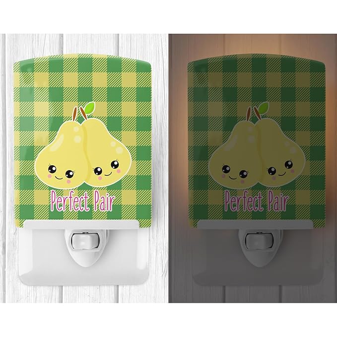 Caroline's Treasures BB9133CNL Perfect Pear Ceramic Night Light Compact, UL-Certified, Ideal for Bedroom, Bathroom, Nursery, Hallway, Kitchen, 6x4x3, Multicolor