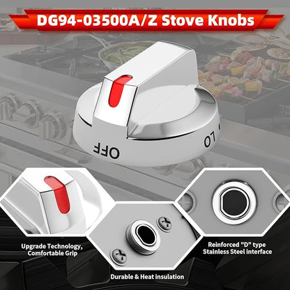 DG94-03500A/Z for Samsung Stove Knob Replacement,Electric Gas Range Knobs Locks,Compatible with 5DG94-03500U DG94-03500V NX60T8111SS /AA NE63T8311SG/AA etc Stove Knobs (5pc)