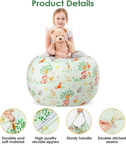 Bean Bag Chair for Kids Stuffed Animal Storage Beanbag Chairs,Toddler Toy Storage Organizer for Girls and Boys,Large 32'' Cover Only（No Filling