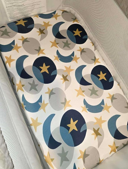 TotAha Space Crib Fitted Sheet, Super Stretchy Jersey Star Crib Sheets, Buttery Soft Boy Crib Mattress Sheets, Ultra Breathable Baby Bed Sheets 28x52x9 Extra Deep Pocket, 2 Pack
