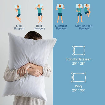 puredown Goose Feather Down Pillows, Bed Pillows for Sleeping with 2 Outer Protectors, Hotel Standard/Queen Pillows Set of 2 (Pack of 2)