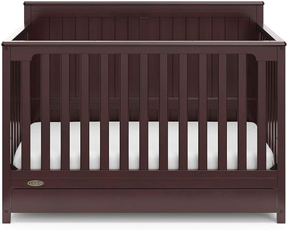 Graco Hadley 5-in-1 Convertible Crib with Drawer (Espresso) – Crib with Drawer Combo, Includes Full-Size Nursery Storage Drawer, Converts from Baby Crib to Toddler Bed, Daybed and Full-Size Bed