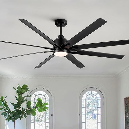 NicBex Ceiling Fan 72 Inch Ceiling Fan with Lights Ceiling Fans with Remote Control and 8 Blades Ceiling Fan with 6 Gear Wind Speed for Bedroom, Living Room, Pure Black