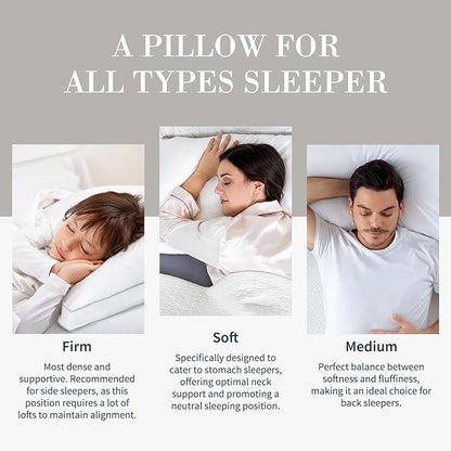 Globon Luxury Feather Down Pillow Standard Queen Size,Medium Firm Gusseted Bed Pillows for Sleeping, Hotel Collection Fluffy Pillow, 18"X26", Set of 2