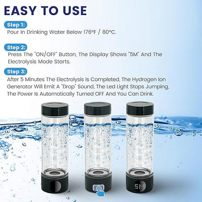 Hydrogen Water Bottle 2024, 400ML Portable Hydrogen Water Bottle Generator 5 Minute Rapid Electrolysis 1500PPB, Hydrogen Water Ionizer Machine 1500mAh Battery, for Home Office Travel (Green)