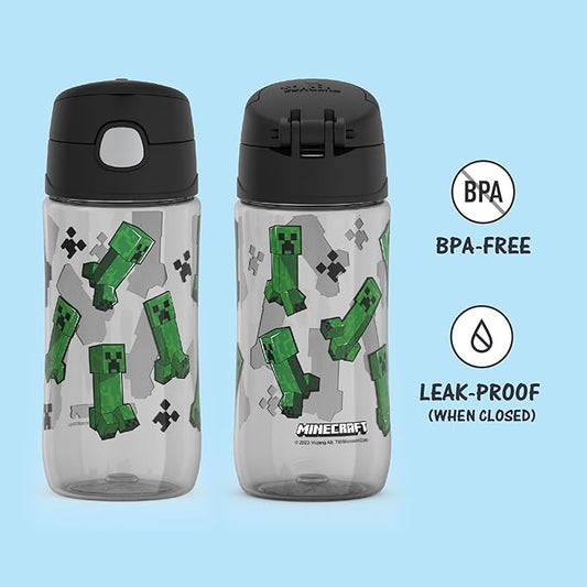 THERMOS FUNTAINER 16 Ounce Plastic Hydration Bottle with Spout, MINECRAFT