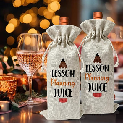 Teacher's Day Gift Wine Bag, Lesson Planning Juice, Back to School Teacher Gift, Thank You Gift Bag For Women, Graduation Party Decor Supply, Best Teacher Retirement Appreciation Day Idea Gift