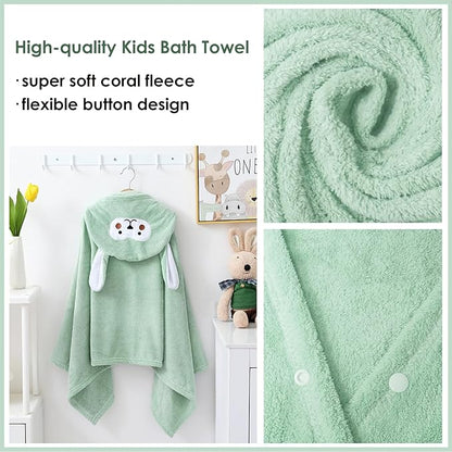 Kids Hooded Bath Towels Beach Towel Girls Boys Soft Swim Pool Cover Up Super Absorbent Cute Cartoon Animal