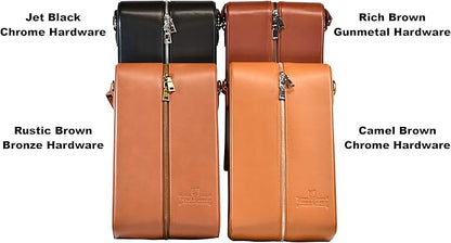 POUR & GARNISH Bourbon Whiskey & Wine Double Bottle Travel Bag with 4 Stainless Steel Double-Walled Vacuum Insulated Glasses - Makes a Great Gift!