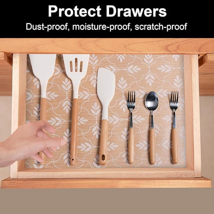 Cooyes Shelf Liner Drawer Liners, Shelf Liners for Kitchen Cabinets, Non Adhesive Cabinet Liner, EVA Waterproof Non-Slip Refrigerator Liners for Kitchen, Drawer (Transparent, 23.6 in x 9.9ft)