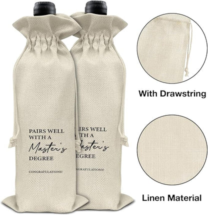 HOIJAUMAI Masters Degree Graduation Gift Masters Graduation Gift Graduation Wine Bag Pairs Well with a Master's Degree Wine Gift Bags for Women Men