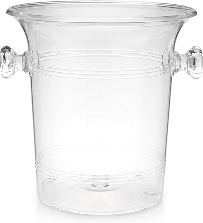 True Acrylic Ice Bucket with Handles, 3-Liter Capacity, Clear Plastic Ice Bucket, Acrylic Wine Bucket, Clear Champagne Bucket, Beverage Bucket, Ice Buckets for Parties, 8.75" x 8.25", Set of 1