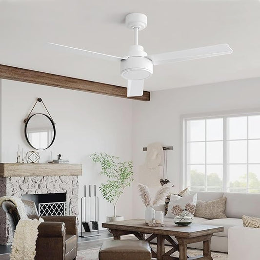 NicBex Ceiling Fan 52 Inch Ceiling Fan Without Light Ceiling Fans with 3 ABS Blades and Remote Control Reversible DC Motor Ceiling Fan for Bedroom, Living Room, White