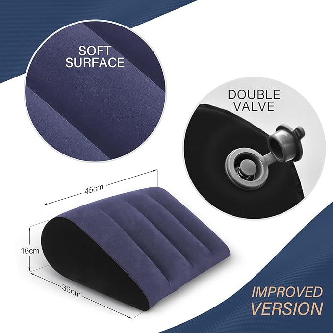 Prosixtoy Wedge Leg Elevation Pillow-Neck Pillows for Pain Relief Deep Sleep Bed Cushion Body Pillow-Knee Pillow Lumbar Support Pillow for Back Sleeper,Fast Inflating Deflation(Blue)