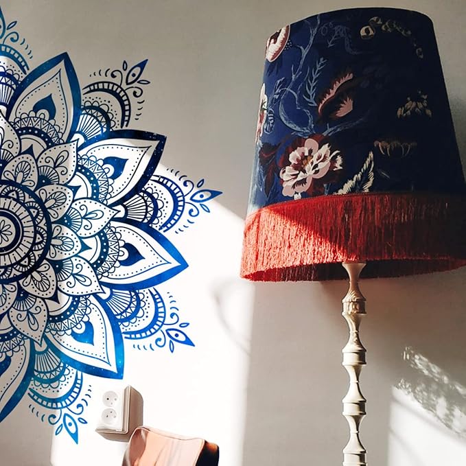Blue and White Mandala Wall Sticker - Stylish Geometric Decor, 1 Sheet Set