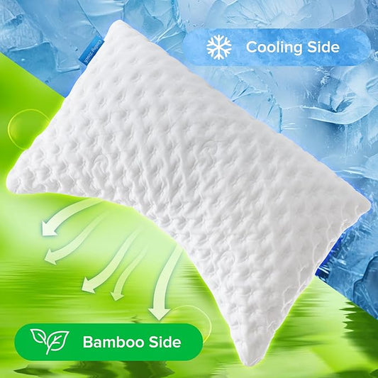 Firebrighting Side Sleeper Pillow for Neck and Shoulder Pain, Adjustable Shredded Memory Foam Bed Pillows for Sleeping,Cooling Curved Pillow with Extra Foam,Queen Size Set of 2, Washable Cover