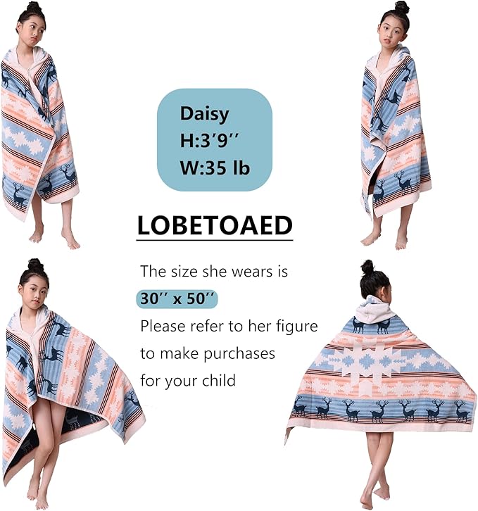 Kids Hooded Beach Bath Towel, Baby Surf Poncho Toddlers Soft Real Cotton Wrap Hooded Towels for Kids Boy Girl