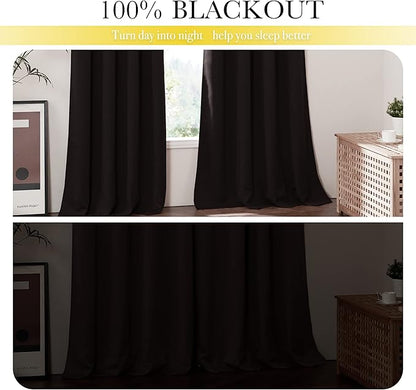 NICETOWN High-End Thermal Curtains, Full Blackout Cold Reducing Curtains 84 Inches Long for Dining Room, Soundproof Window Treatment Drapes for Hall Room, Brown, 42" Wide Per Panel, Set of 2 Panels