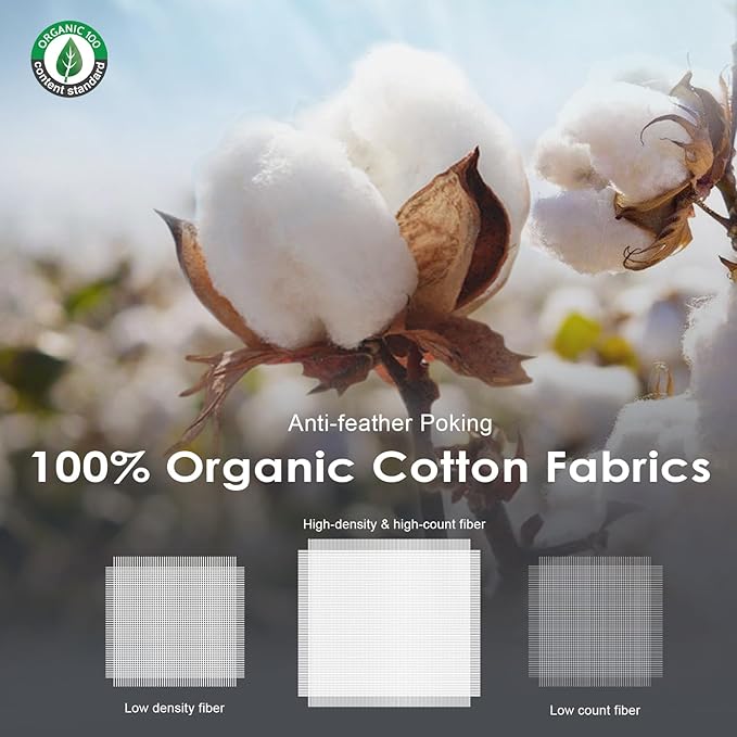 Hotel Feather Pillows King Size, Hybrid Goose Down Pillow Composite with Mef tek™ Memory Foam, Firm Bed Pillows with Organic Cotton Cover (White,20"x36")