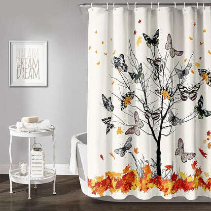 AILONEN Butterfly Shower Curtain,Vintage Colorful Butterflies Art Bath Curtain Minimalist Bathroom Curtain 48" W*72" H Polyester Waterproof Bathroom Curtain with 12 Hooks