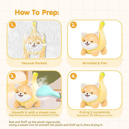 Shiba Inu Plush Stuffed Animals, Cute Dog Plushies Stuffed Pillow, Soft Banana Dog Stuffed Toy, Hugging Plush Toy for Kids & Adults