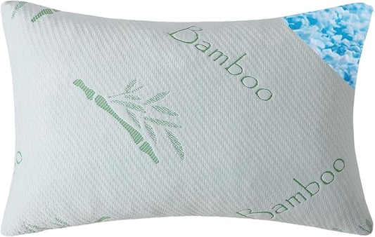 Shredded Memory Foam Pillows Set of 1, Cooling Zippered Breathable Memory Foam Bed Pillow for Sleeping 1 Pack, Queen Size Firm Pillow Gel for Neck Support, Hotel Quality Rest Pillow 20" x 30" Queen