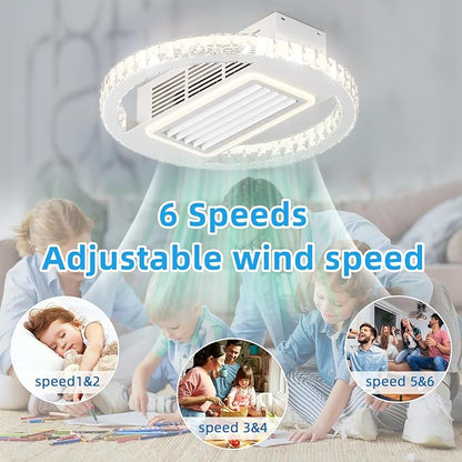 NicBex Ceiling Fan 22 Inch Modern Ceiling Fans with Lights Bladeless Ceiling Fan with Remote Control Round Ceiling Fans with Reversible Motor for Bedroom, Living Room, White