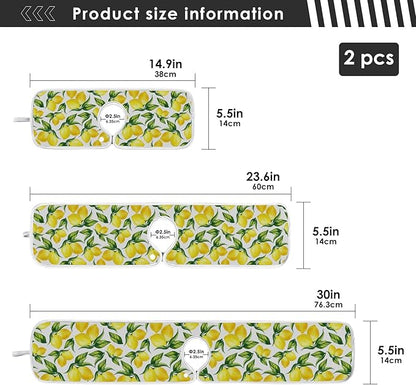 Kitchen Faucet Absorbent Mat,Lemon Water Splash Guard for Sink, Faucet Drip Catcher Thicken Sponge Microfiber Faucet Water Catcher Mat Sink Absorbent Mat for Kitchen 14x5in 2 Pack