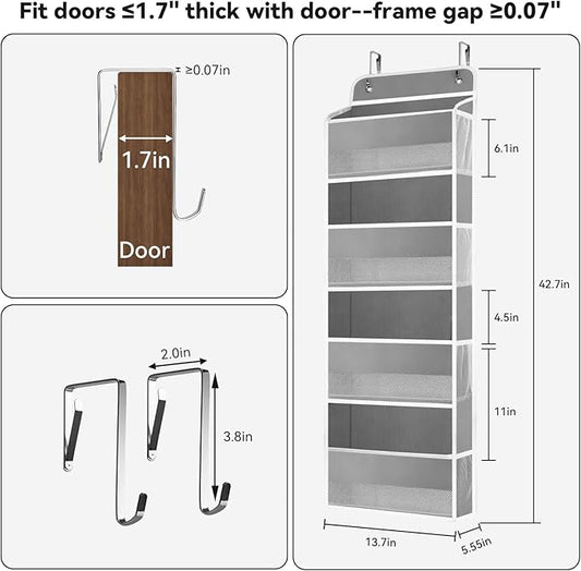 1 Pack Over Door Organizer, Heavy Duty Door Hanging Organizer Storage with 4 Pockets, Stuffed Animal Storage for Nursery Newborn Baby Essentials, RV Closet Storage and Organization