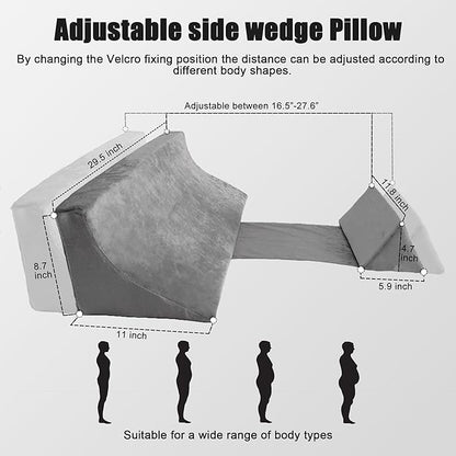 Positioning Wedge Pillow for Bed Sore Relief (3 in 1), Adjustable Bed Wedges & Body Positioners with Waterproof, Wedges for Bed Positioning, After Surgery, Back Pain, Side Sleeping