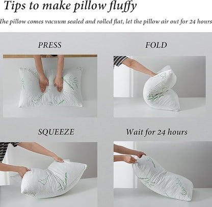 Shredded Memory Foam Pillows for Sleeping, Cooling Zippered Breathable Memory Foam Bed Pillow 2 Pack, Queen Size Firm Pillow Gel for Neck Support, Hotel Quality Bed Rest Pillow Set of 2