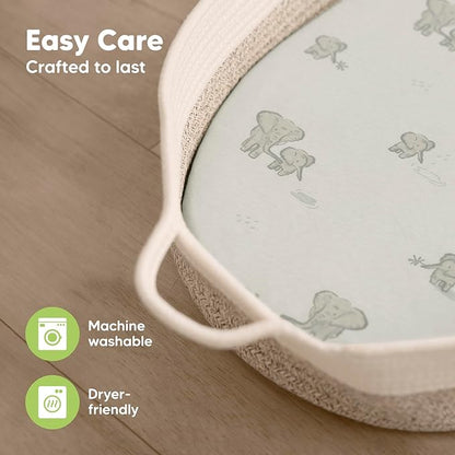 2-Pack Organic Bassinet Sheets for Girls, Boys - 100% Cotton Bassinet Mattress Sheets Compatible with Halo Bassinest Swivel Sleeper, Graco, Baby Delight, Chicco, Unisex Fitted Bassinet Sheets (Pecan)