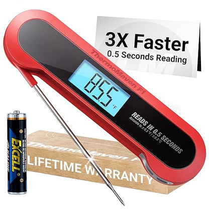 Professional Meat Thermometer Digital, 3X Faster (0.5sec) Instant Read with High Accuracy(±0.5°F), IP67 Waterproof & Backlit for Grill, BBQ, Oven, Smoker, Kitchen, Certified by NSF & NIST