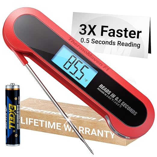 Professional Meat Thermometer Digital, 3X Faster (0.5sec) Instant Read with High Accuracy(±0.5°F), IP67 Waterproof & Backlit for Grill, BBQ, Oven, Smoker, Kitchen, Certified by NSF & NIST