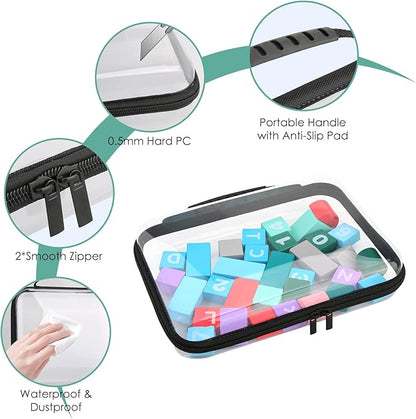 Clear Hard Zipper Pouch, Bliss Zippered Storage Bins, Waterproof PVC Shell Travelling Bags, Storage for Board Games, Building Blocks, Puzzles, Kids Books with Handle, Plastic Organizing, 4Pc